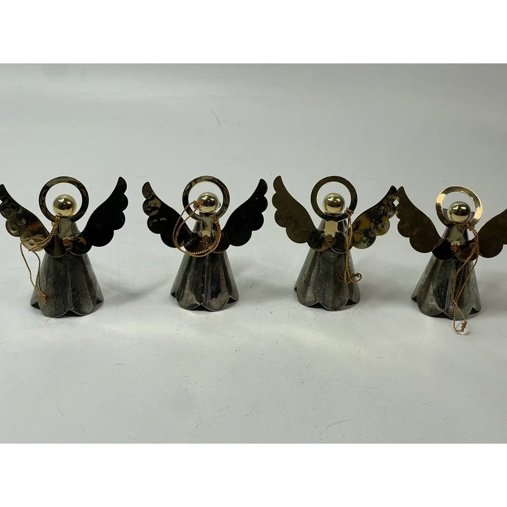 Metal Angel Ornaments Vintage Silver Color Metal Made In Taiwan Color tarnishing